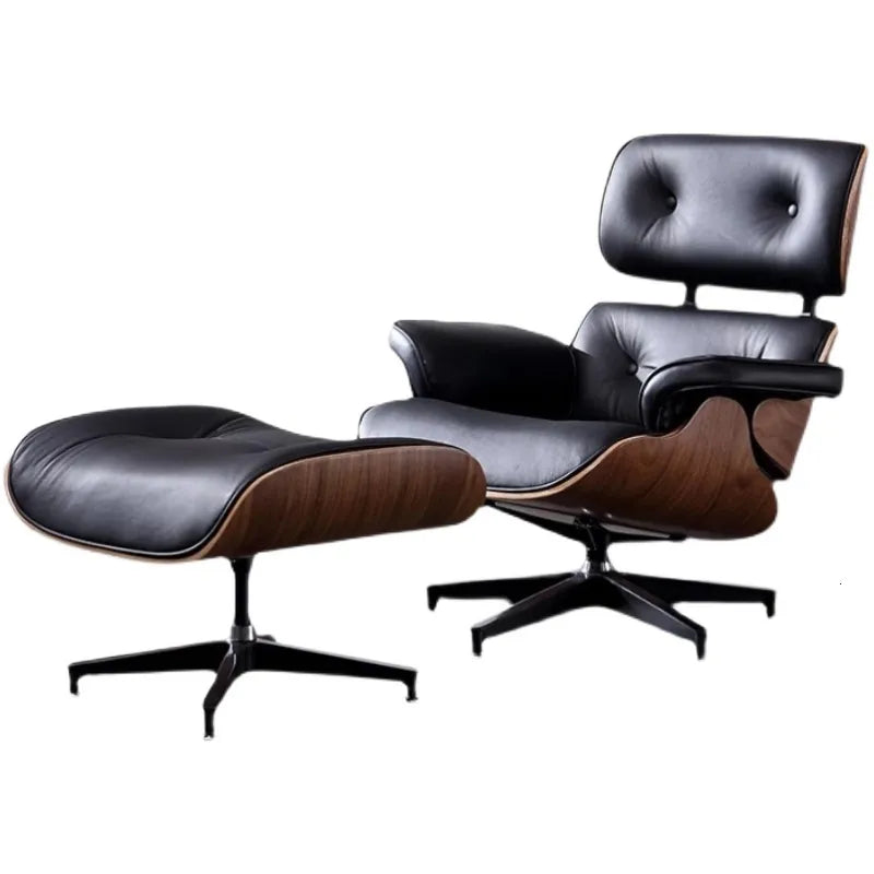 Imus Style Lounge Chair Genuine Leather Living Room Balcony Office Lunch Break Hotel Lounge Chair Comfortable Sofa Chair Swivel Chair