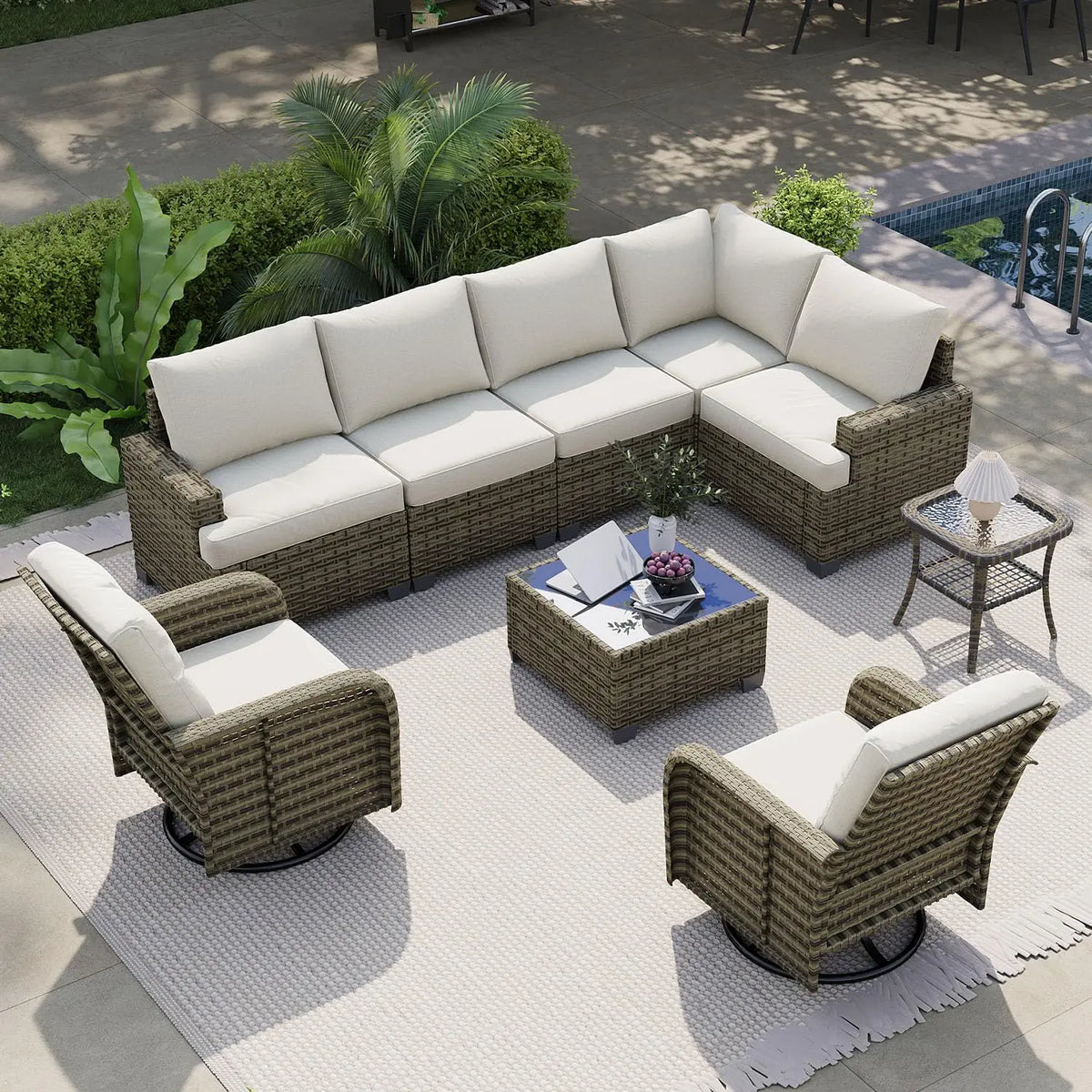 Nordivale Luxury 9-Piece Patio Furniture Set – Beige