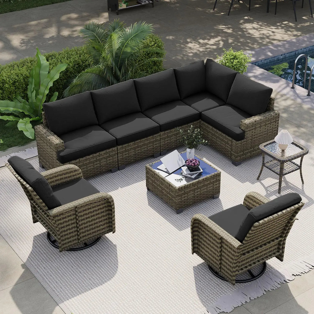Nordivale Luxury 9-Piece Patio Furniture Set – Beige