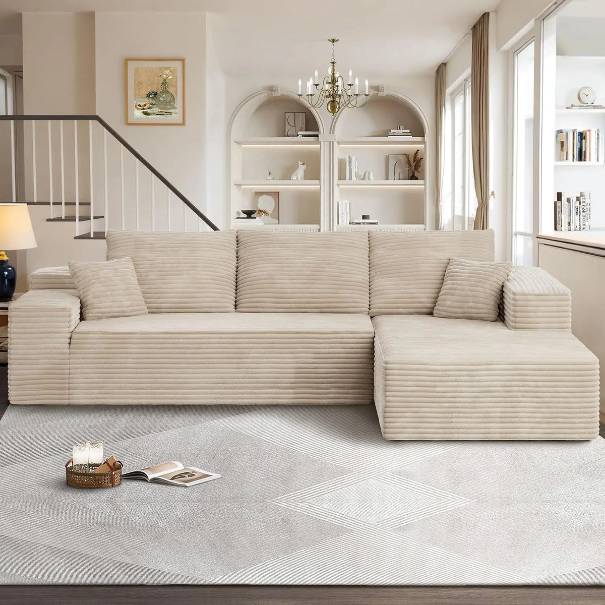104" Cloud Sectional Couches for Living Room,L Shaped Boneless Couch in A Box,Sleeper Sofa with Comfy Chaise No, Customized