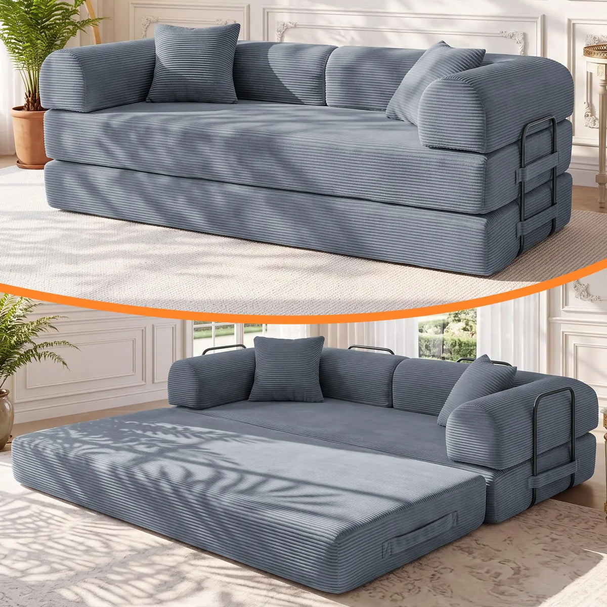 79" Memory Foam a Bed, Convertible Futon Bonel Couch for Living Room