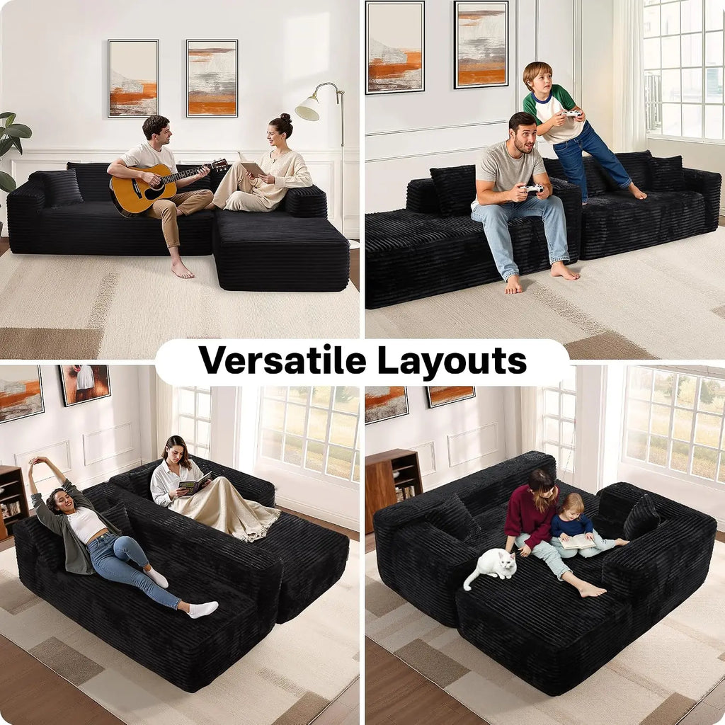 104" Cloud Sectional Couches for Living Room,L Shaped Boneless Couch in A Box,Sleeper Sofa with Comfy Chaise No, Customized