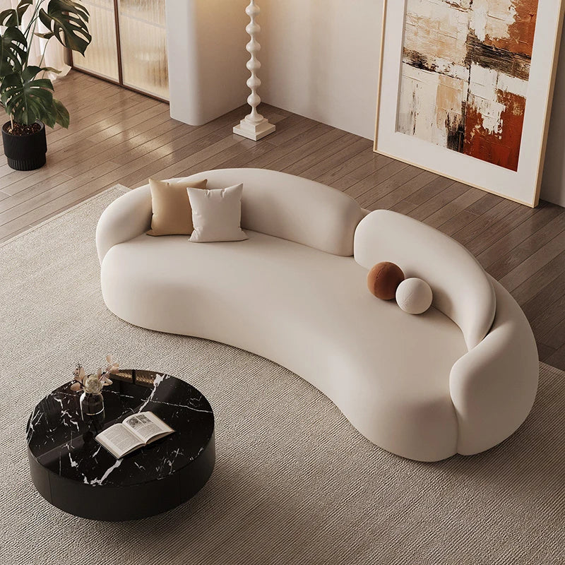 Nordic Cream Style Curved Sofa Italian Minimalist