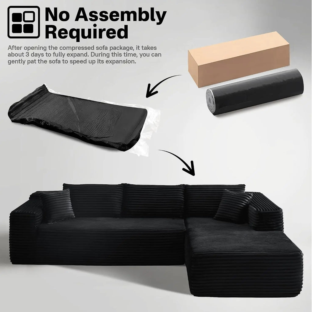 104" Cloud Sectional Couches for Living Room,L Shaped Boneless Couch in A Box,Sleeper Sofa with Comfy Chaise No, Customized