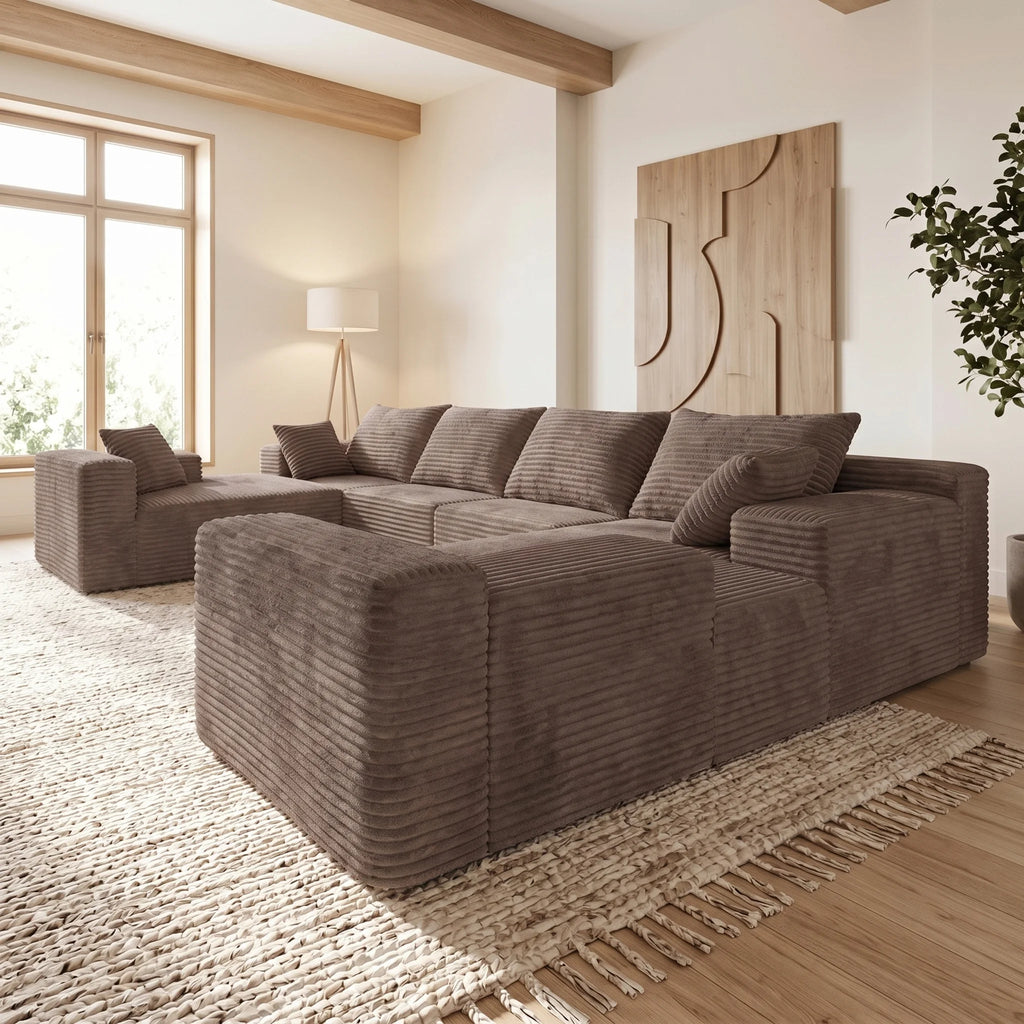 Inch U-Shaped Extra Large Corduroy Sectional Sofa 139"