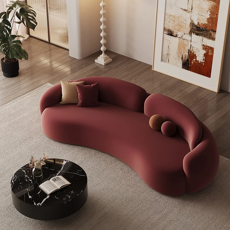 Nordic Cream Style Curved Sofa Italian Minimalist Beauty Salon Clothing Store Rest Area Office Sofa Business Furniture FYSS