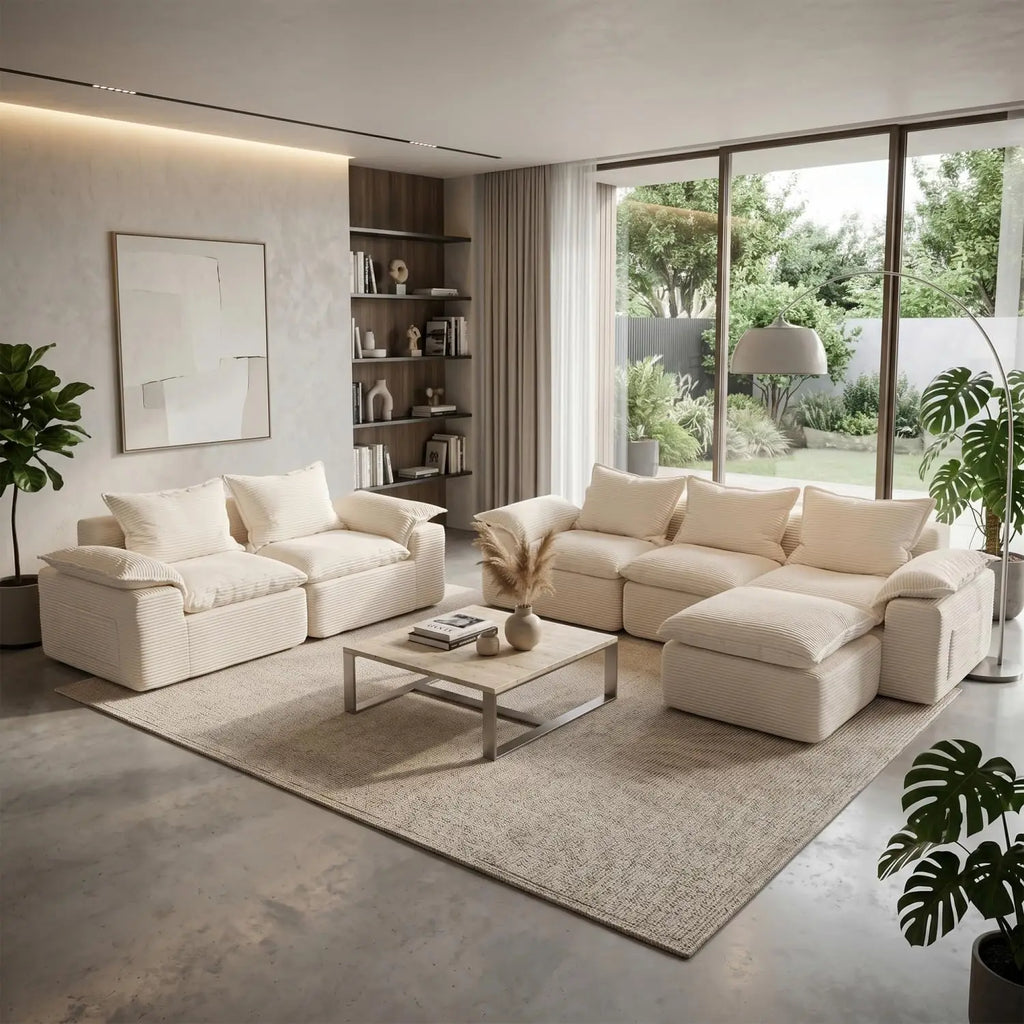 2Pcs Cloud Sectional Couch Sets, Convertible Modular Sofa.