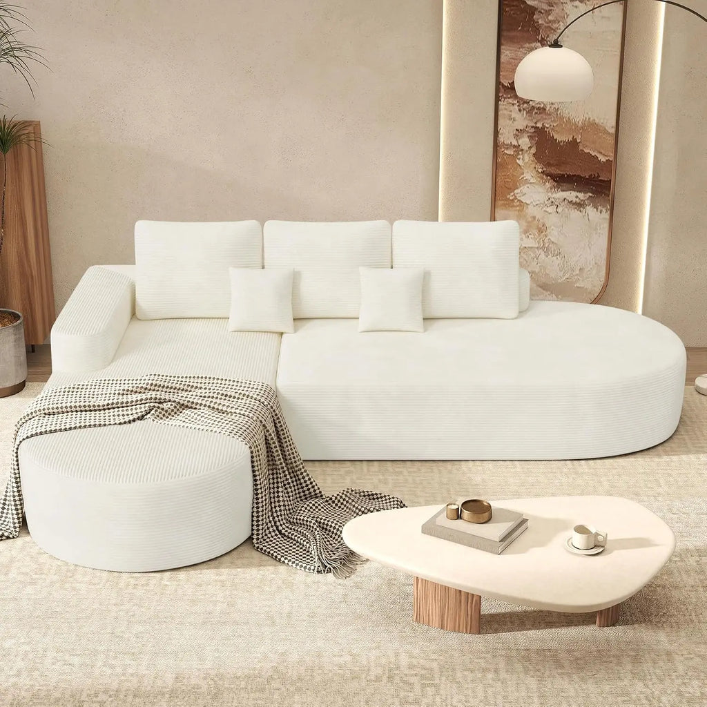 112" Modular Curved Sofa, Oversized Couches for Living Room, Modern Cloud Couch with Deep Seat, Corduroy Foam, Customized