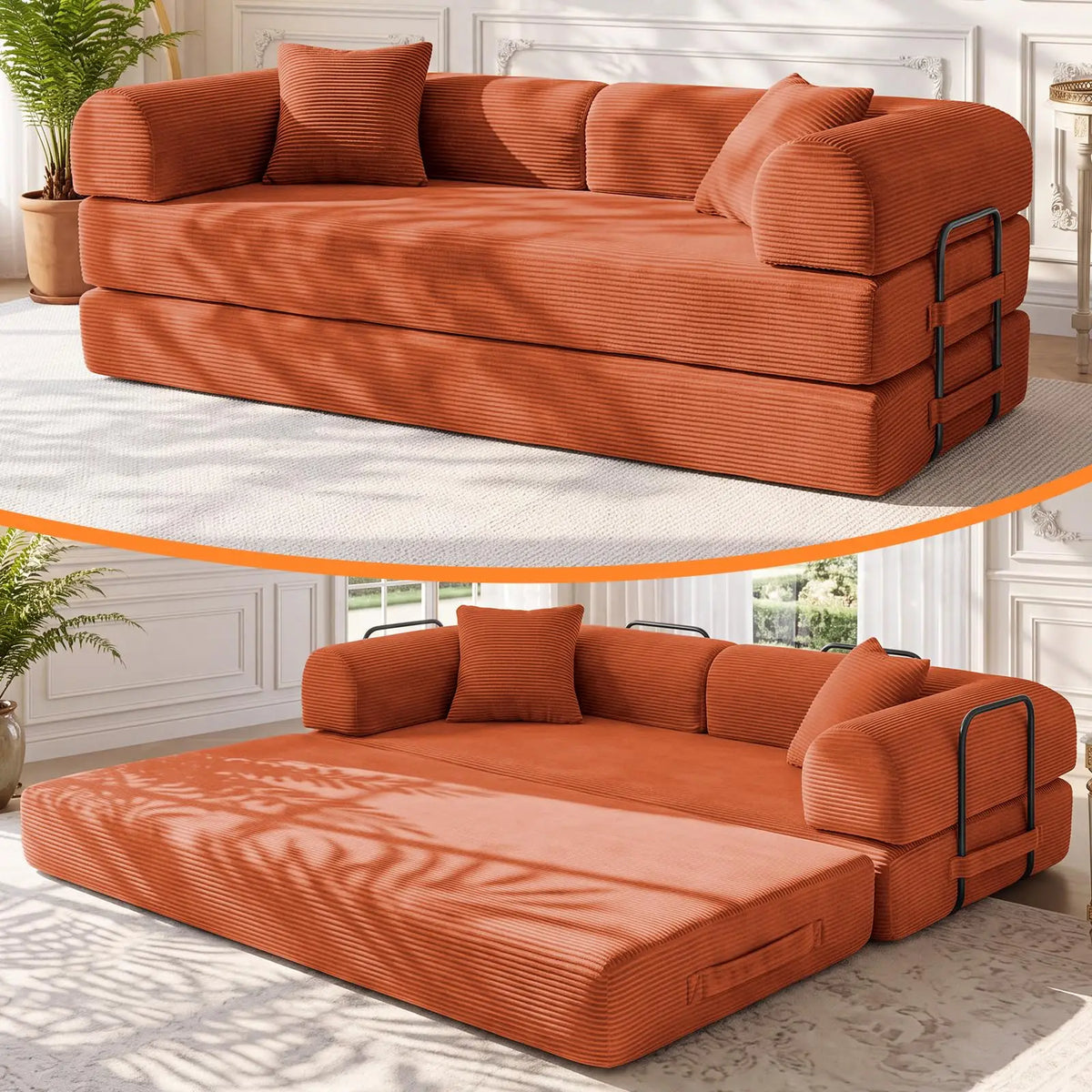 79" Memory Foam a Bed, Convertible Futon Bonel Couch for Living Room