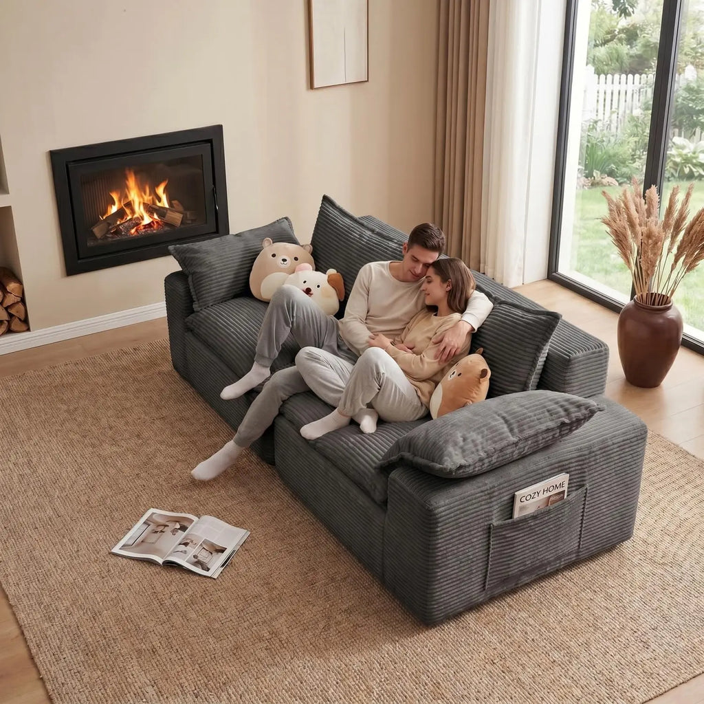 2Pcs Cloud Sectional Couch Sets, Convertible Modular Sofa.