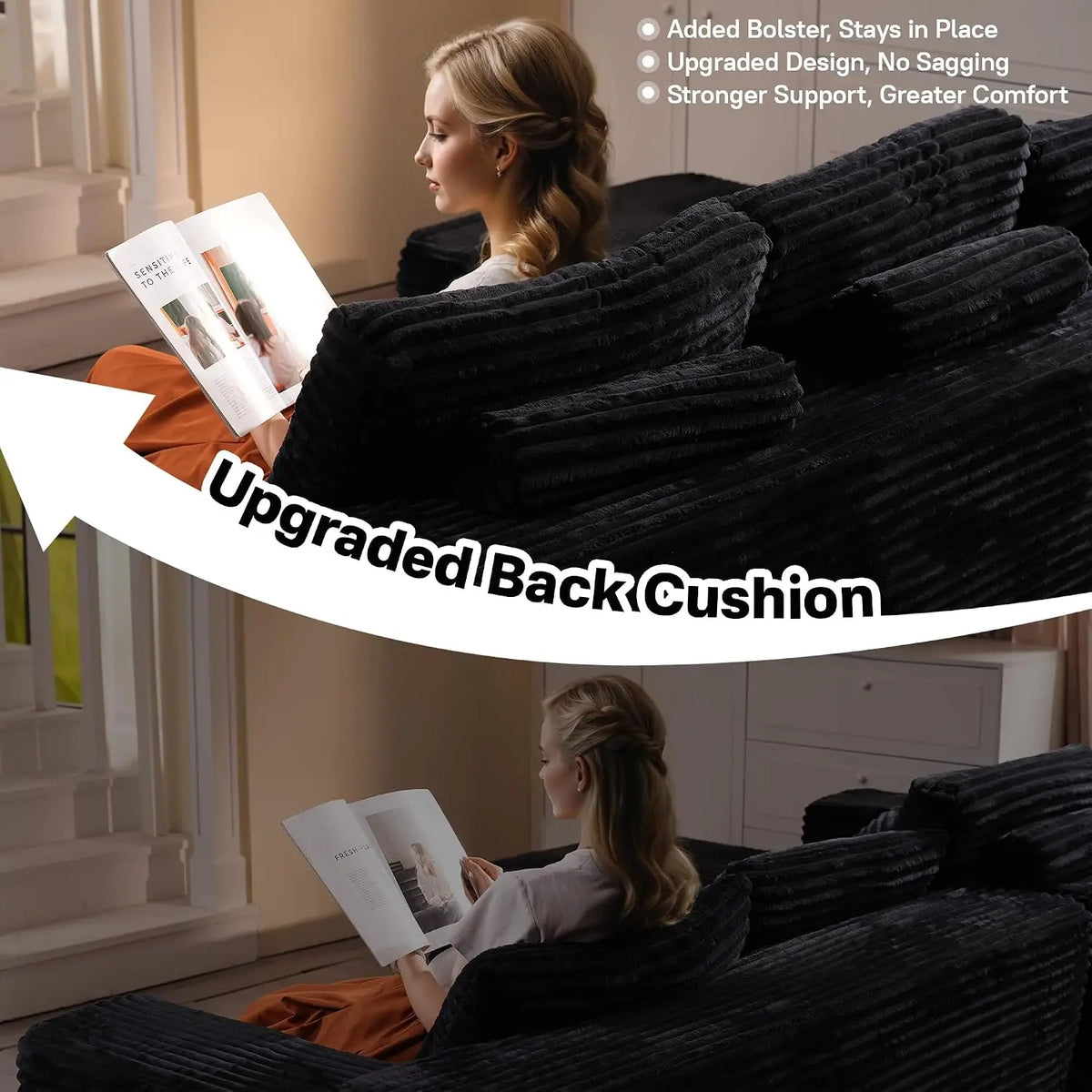 104" Cloud Sectional Couches for Living Room,L Shaped Boneless Couch in A Box,Sleeper Sofa with Comfy Chaise No, Customized