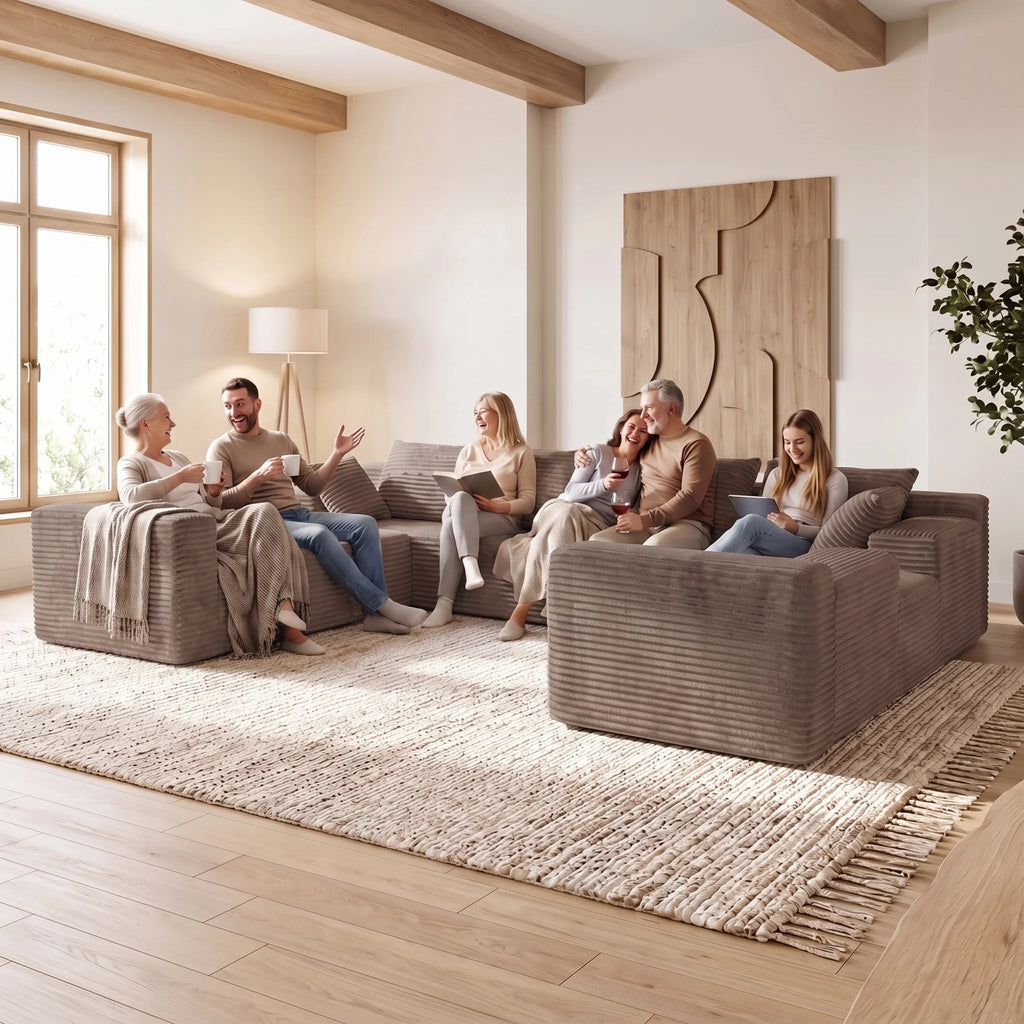 Inch U-Shaped Extra Large Corduroy Sectional Sofa 139"