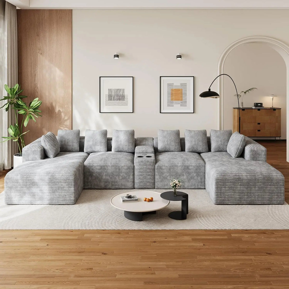 143" Oversized Cloud Sectional Couch for Living Room, Grey, Customized