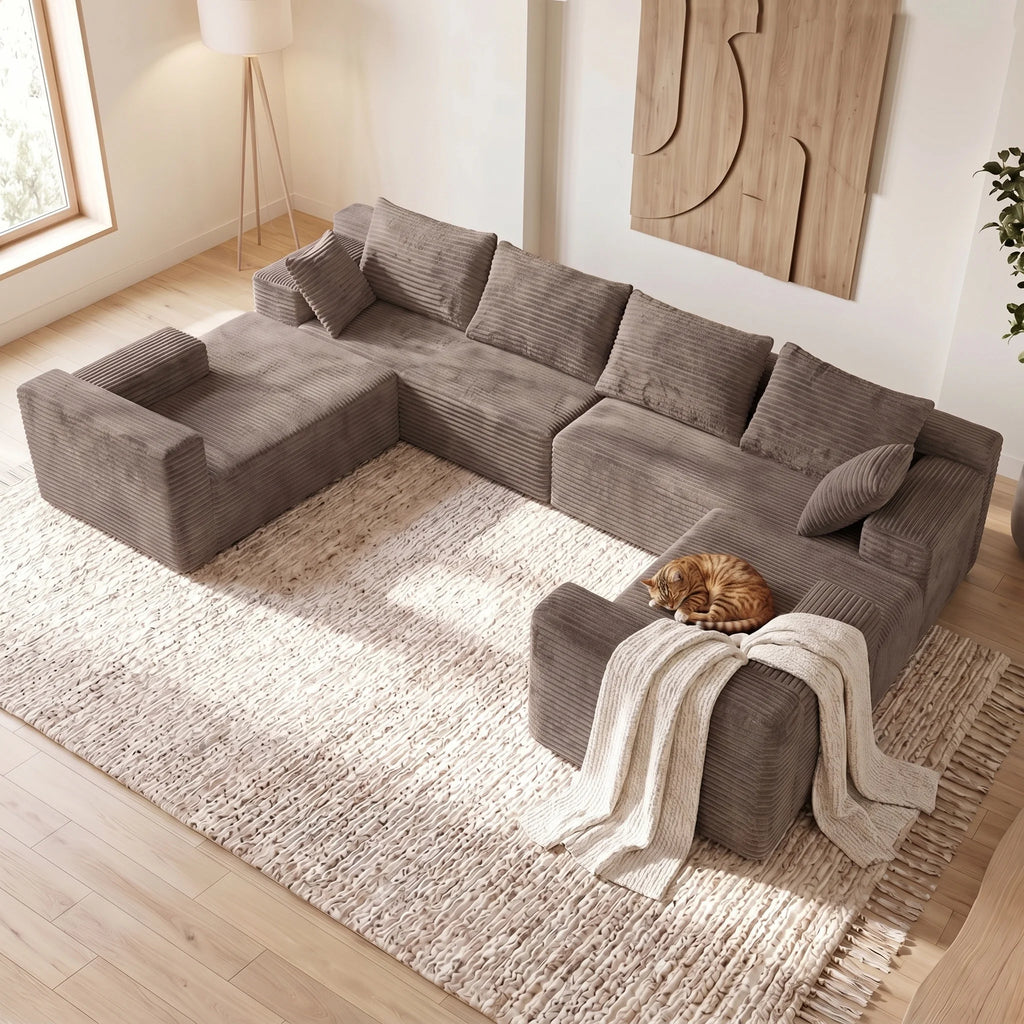 Inch U-Shaped Extra Large Corduroy Sectional Sofa 139"