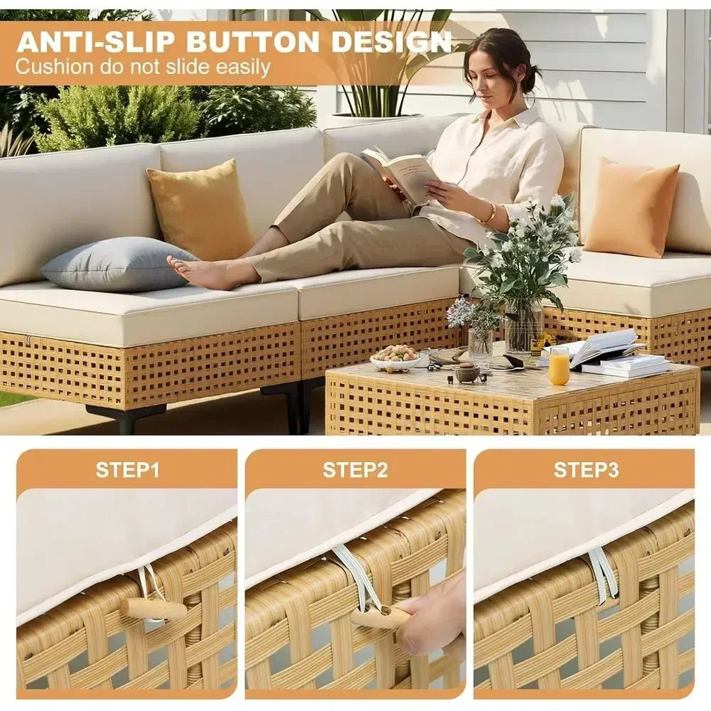 Large 7-Piece Outdoor Wicker Patio Furniture Set