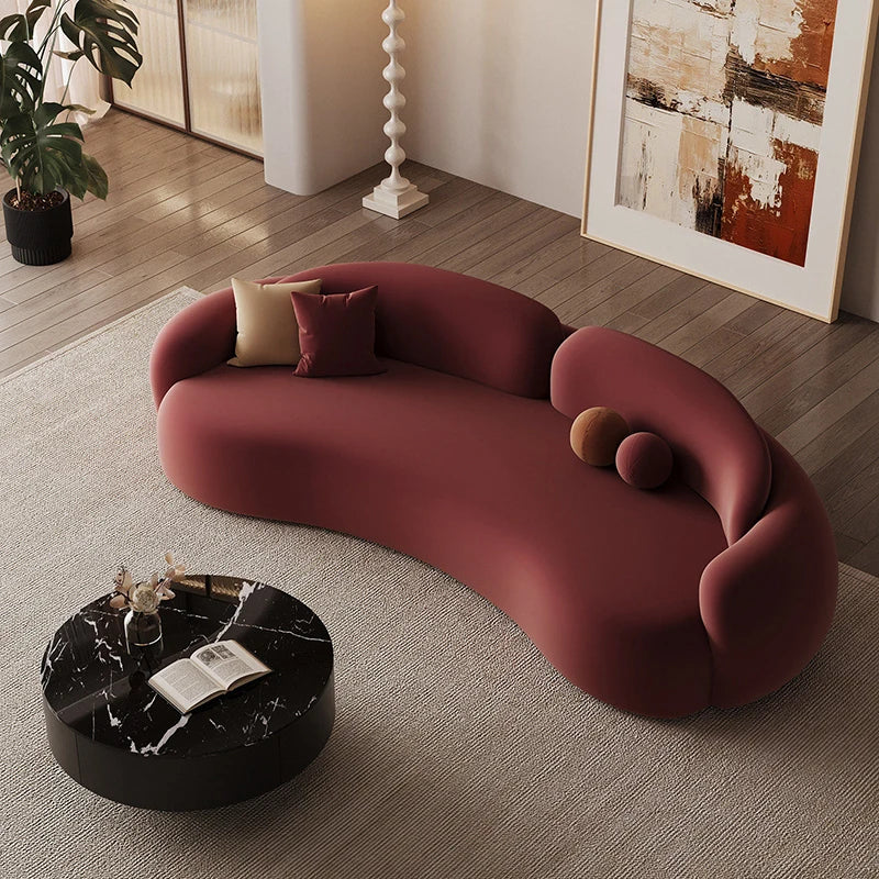 Nordic Cream Style Curved Sofa Italian Minimalist Beauty Salon Clothing Store Rest Area Office Sofa Business Furniture FYSS