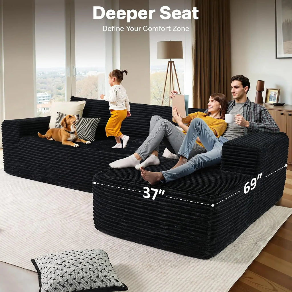 104" Cloud Sectional Couches for Living Room,L Shaped Boneless Couch in A Box,Sleeper Sofa with Comfy Chaise No, Customized