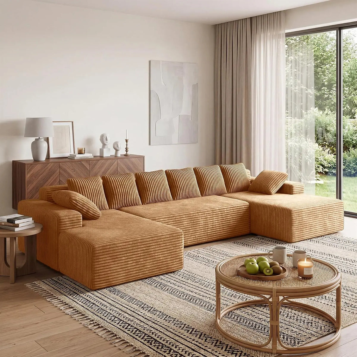 131'' Oversized Sectional Sofa with Chaise Boneless Cloud Couches | Deep Seat U Shaped Couches for Living Room,, Customized
