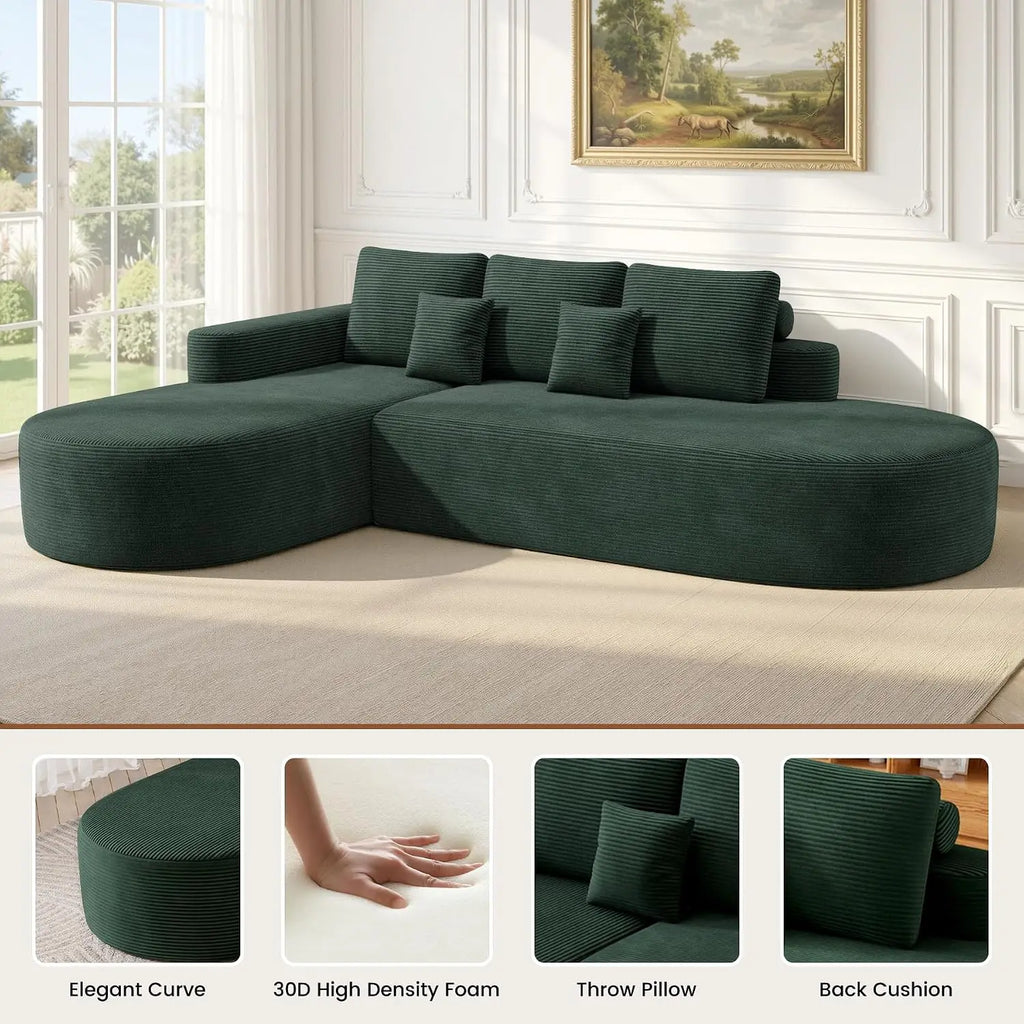 112" Modular Curved Sofa, Oversized Couches for Living Room, Modern Cloud Couch with Deep Seat, Corduroy Foam, Customized