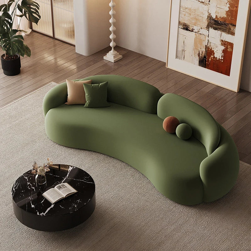 Nordic Cream Style Curved Sofa Italian Minimalist Beauty Salon Clothing Store Rest Area Office Sofa Business Furniture FYSS