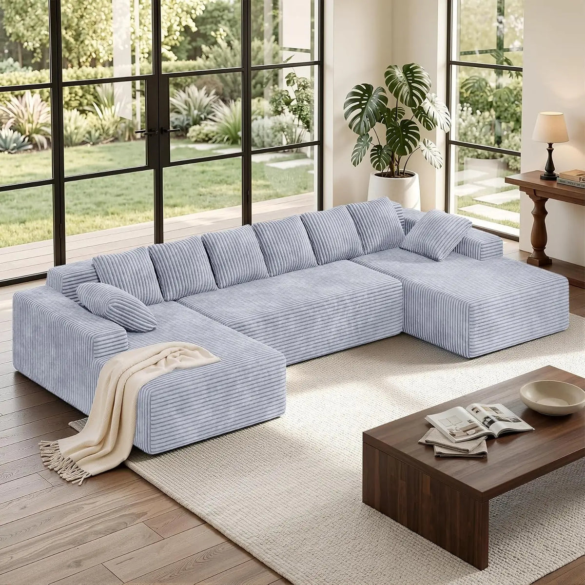 131'' Oversized Sectional Sofa with Chaise Boneless Cloud Couches | Deep Seat U Shaped Couches for Living Room,, Customized