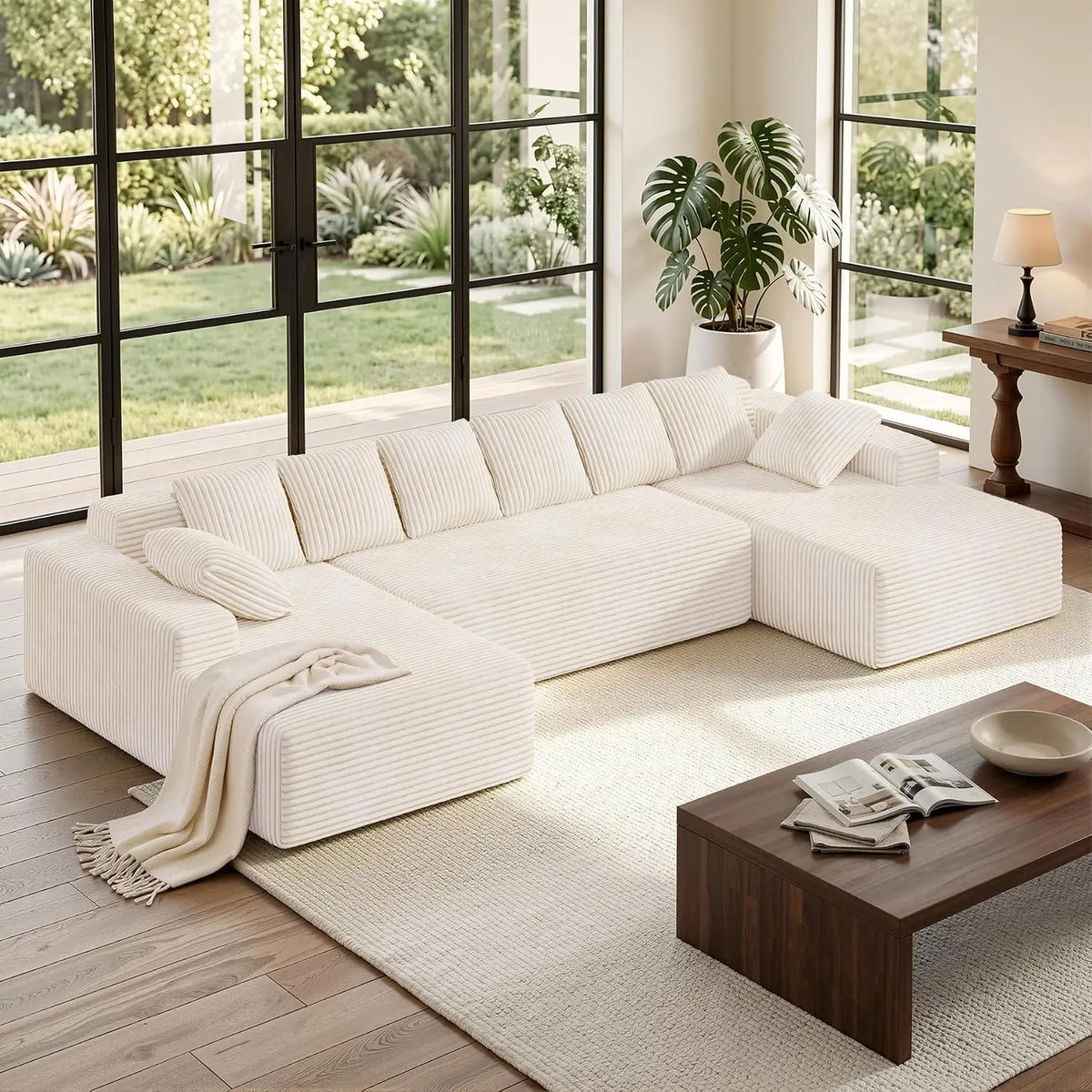 131'' Oversized Sectional Sofa with Chaise Boneless Cloud Couches | Deep Seat U Shaped Couches for Living Room,, Customized