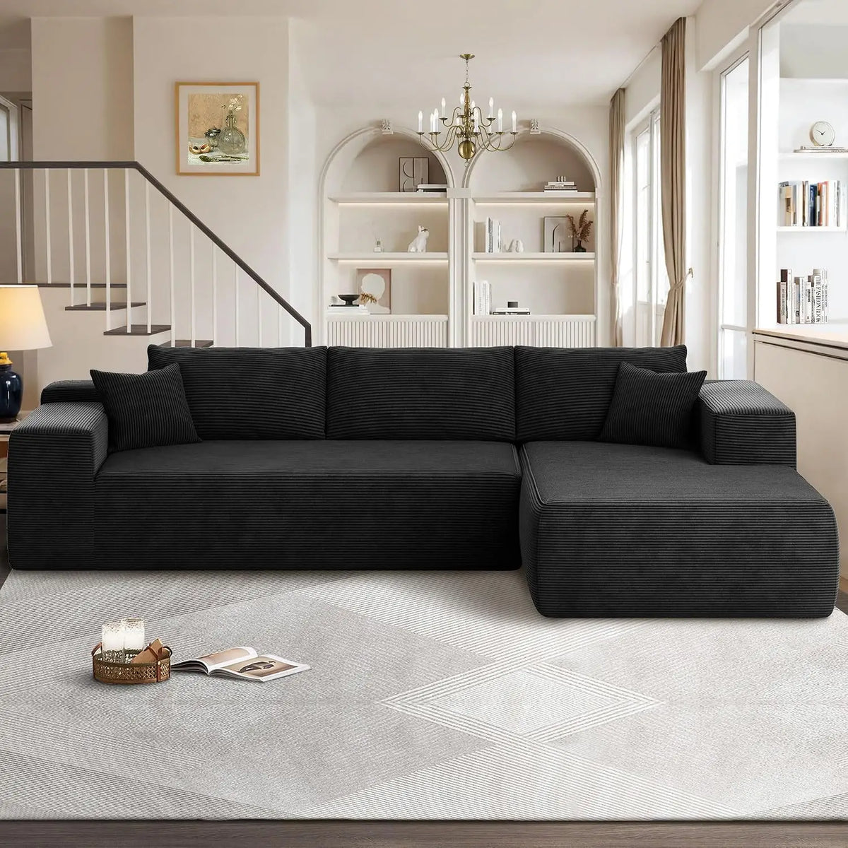 104" Cloud Sectional Couches for Living Room,L Shaped Boneless Couch in A Box,Sleeper Sofa with Comfy Chaise No, Customized