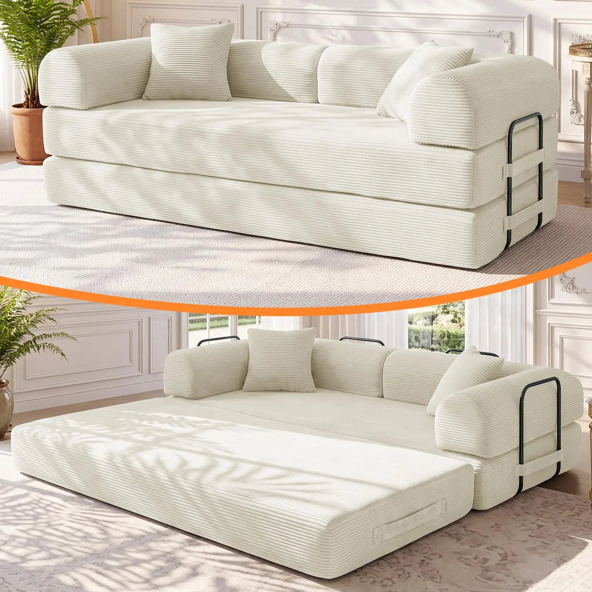 79" Memory Foam a Bed, Convertible Futon Bonel Couch for Living Room