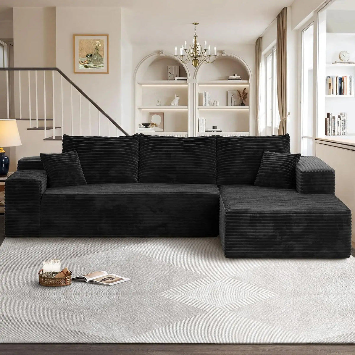 104" Cloud Sectional Couches for Living Room,L Shaped Boneless Couch in A Box,Sleeper Sofa with Comfy Chaise No, Customized