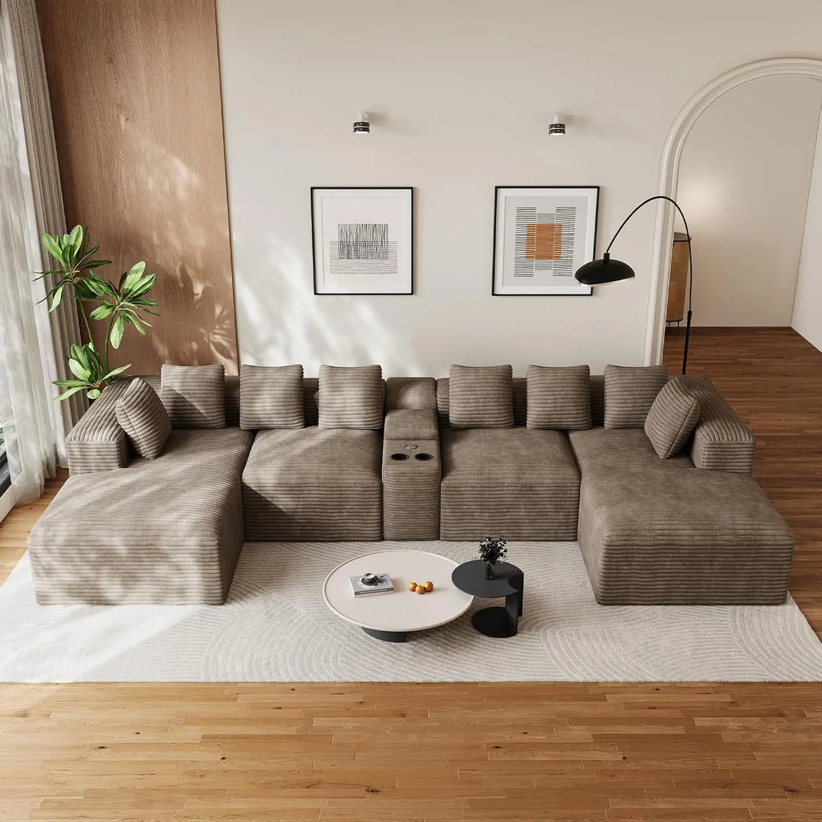 143" Oversized Cloud Sectional Couch for Living Room, Grey, Customized