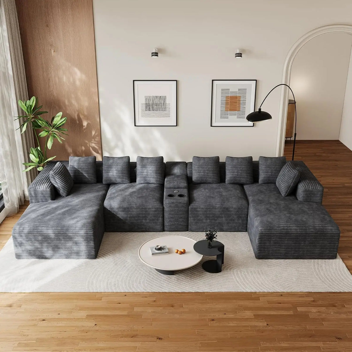 143" Oversized Cloud Sectional Couch for Living Room, Grey, Customized