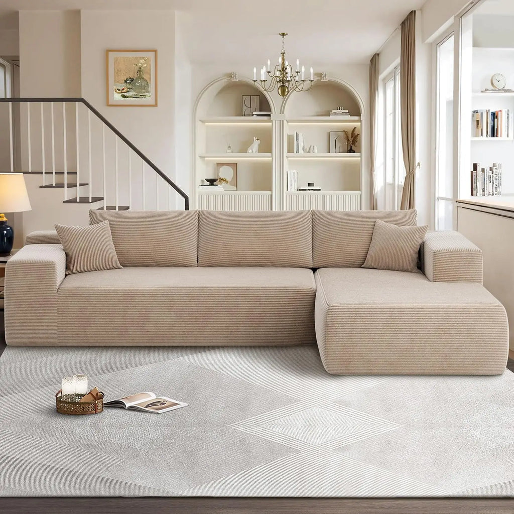 104" Cloud Sectional Couches for Living Room,L Shaped Boneless Couch in A Box,Sleeper Sofa with Comfy Chaise No, Customized