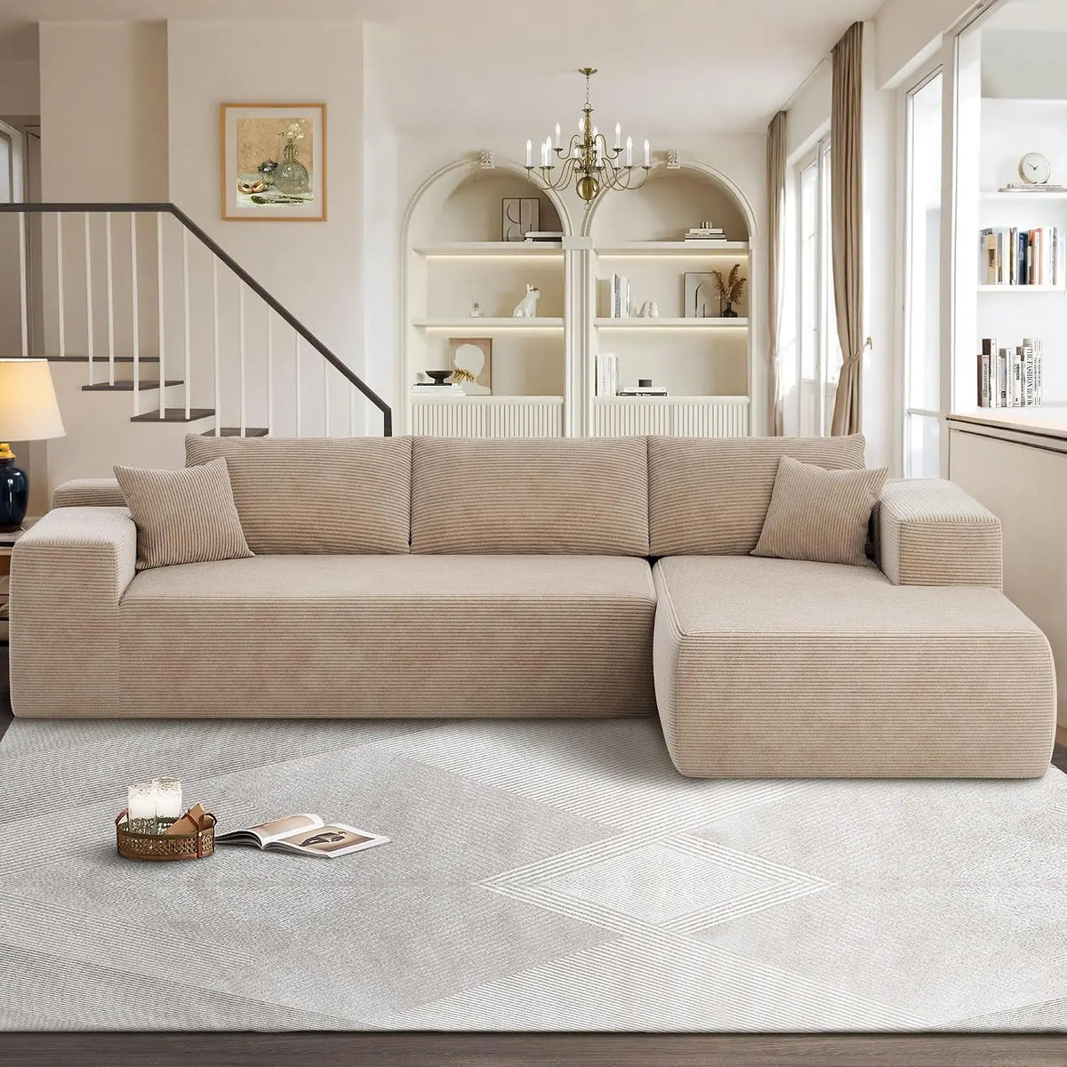 104" Cloud Sectional Couches for Living Room,L Shaped Boneless Couch in A Box,Sleeper Sofa with Comfy Chaise No, Customized